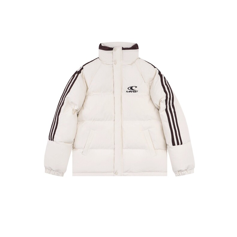 黑色韩系休闲短款羽绒棉服女2025冬季新款学院风三条杠面包服外套，男装棉衣，星座1210-1