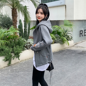 开衫卫衣拉链外套女2024春季新款韩版慵懒风连帽宽松大码外套女图片