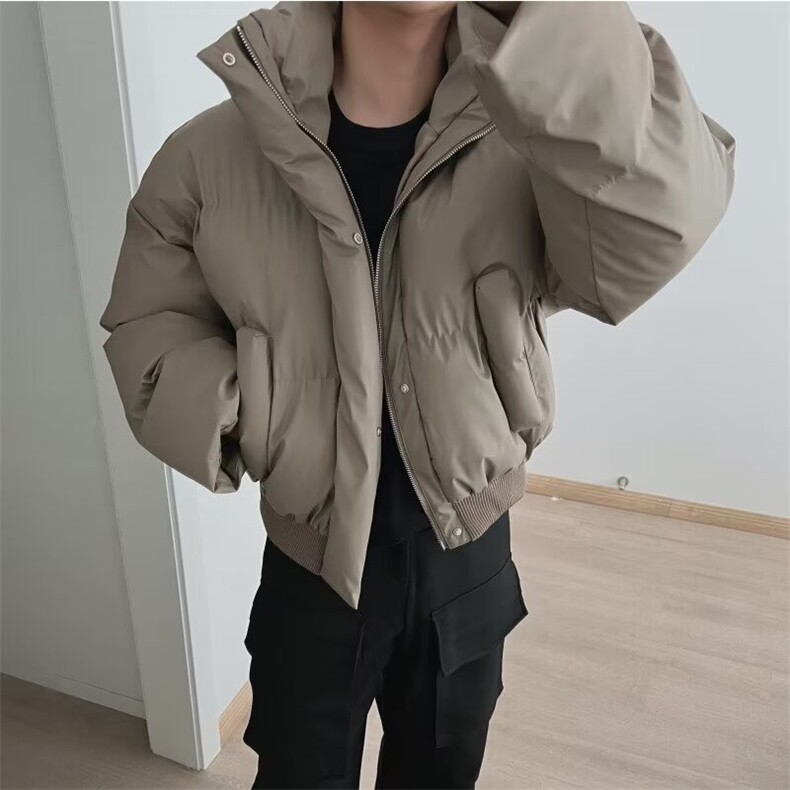 pu皮廓形短款棉服男冬季加厚保暖美式三防棉衣外套高级感痞帅棉袄,男装棉衣,星座1506-1