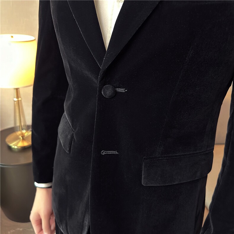 秋冬厚款金丝绒面料结婚西服上衣高级感礼服西装外套DX946-P158,男装西服套装,电商A213
