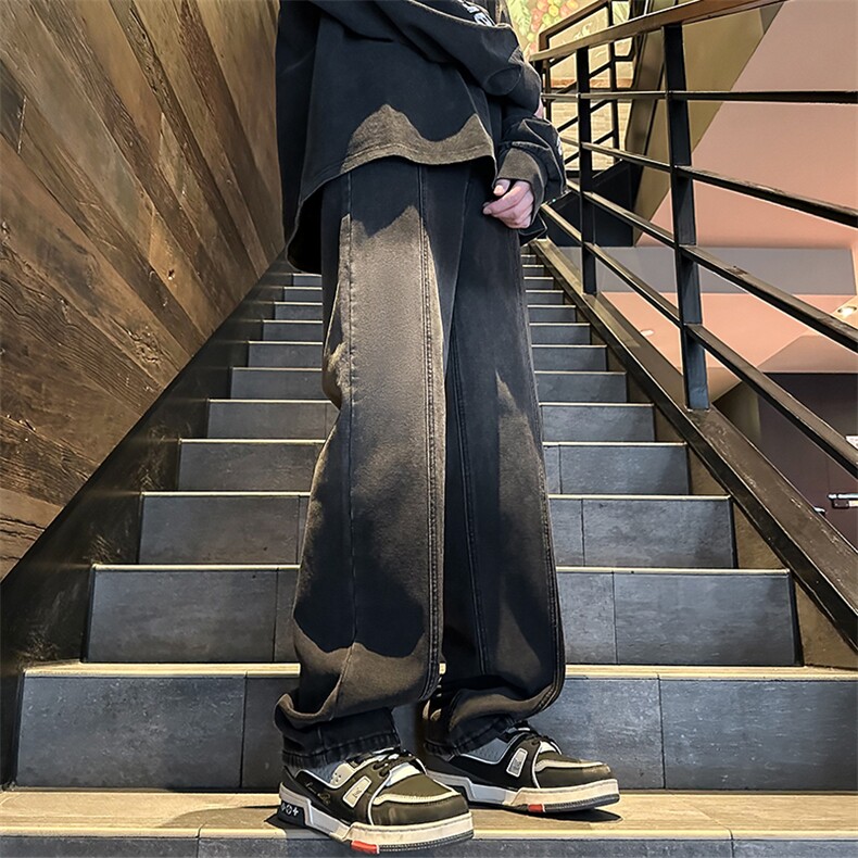 2024春季新款外景大码美式水洗渐变牛仔裤M-5XGK24102-P50,男装牛仔裤,电商A022