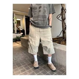 工装风七分裤男款美式复古弯刀阔腿男女夏季街头宽松休闲裤 XYK51图片