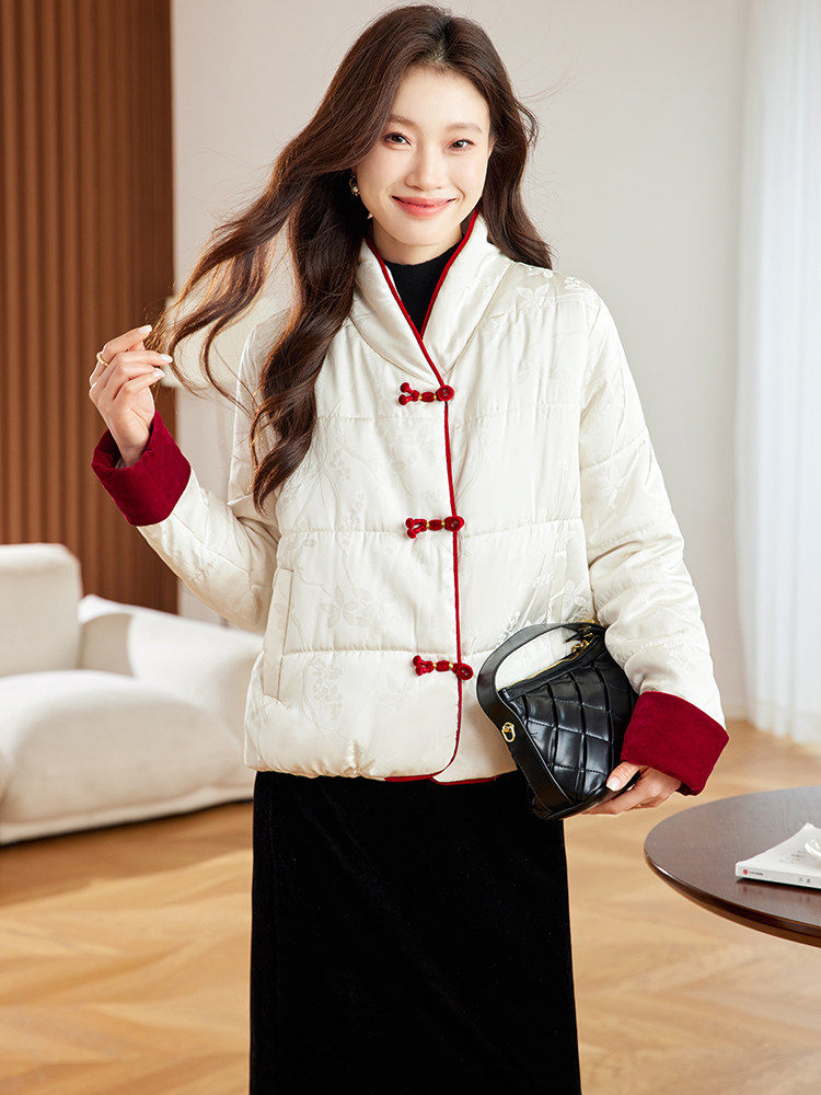 新中式国风羽绒棉服女2024冬季新款加厚保暖小个子立领盘扣小棉袄,女装棉衣/棉服,新依时派