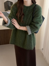 2025年秋季时尚百搭通勤简约休闲加厚圆领，女装羊毛衫，晨旭羊绒