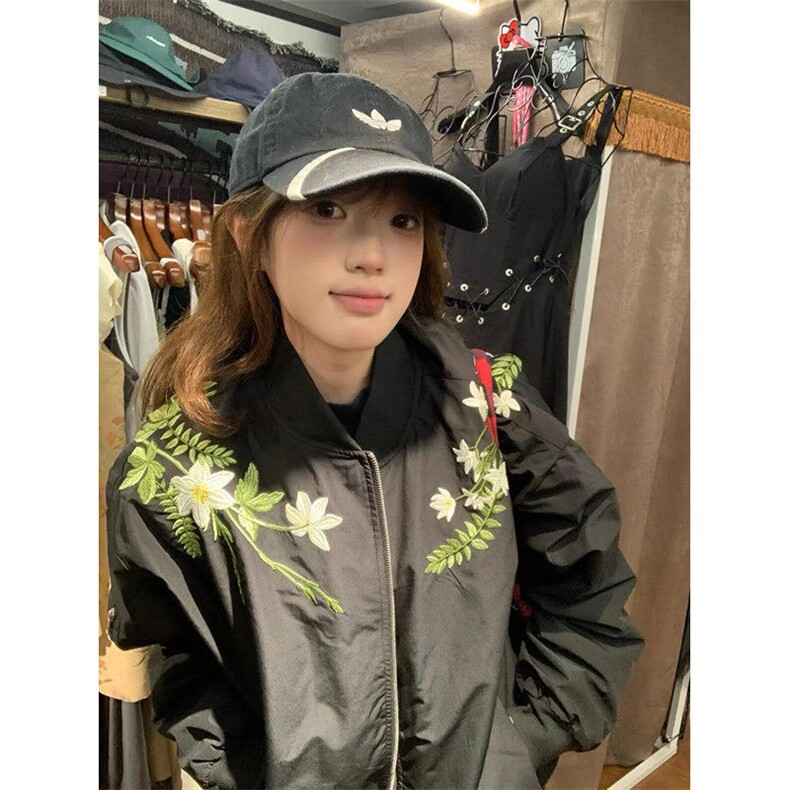 花卉刺绣飞行夹克棉服男款冬季加厚夹棉外套短款棒球服 M5012图片