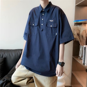 polo衫男士夏季2022新款ins港风半袖潮流短袖衬衫C616P33图片