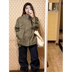 秋新款美式复古工装外套女宽松气质户外运动立领夹克J8318，男装夹克，星座1116A（原606A-3）