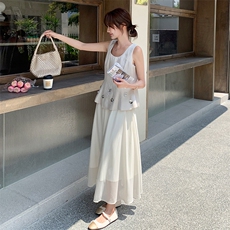 2025年夏季新款无袖上衣半裙套装-款号5856-P155-K228，女装套装/套裙，浙宝305