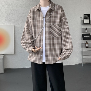 衬衫男春季新款港风宽松格子长袖衬衫CS802-特P28图片
