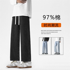 坠感百搭九分牛仔裤宽松休闲舒适美式高街长裤97%棉X8210特批40，男装休闲裤，星座718