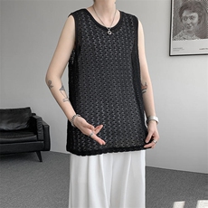 BX1130-特批30控58小众高品质镂空衬衫内搭大码短袖背心T恤，男装背心/马甲，电商A059