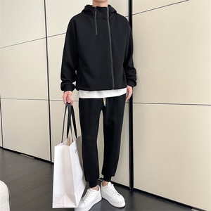 社会小伙秋冬季男士纯色卫衣卫裤两件套2025新款套装男C208-6786图片