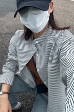 2025秋季新款改立领港风大码简约长袖条纹衬衫CS313-P30，男装衬衫，星座301C-5
