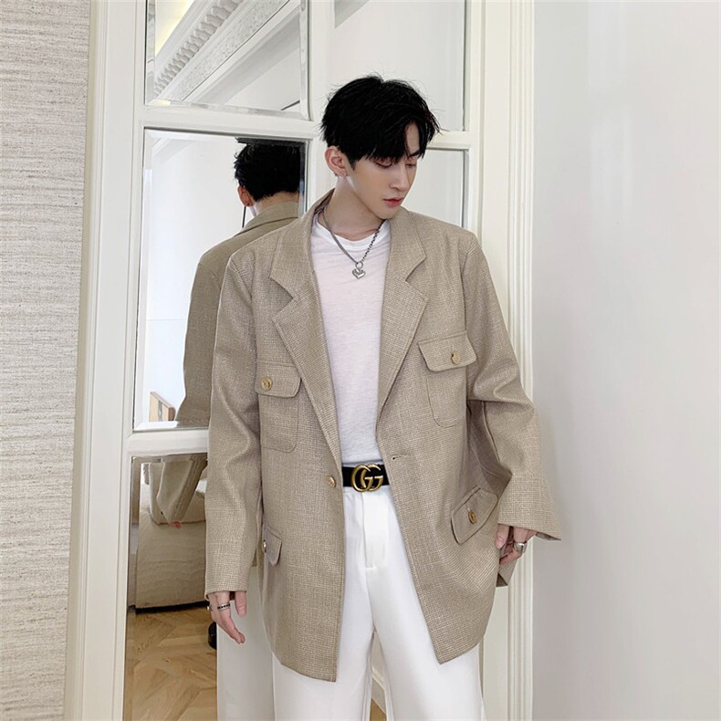 早春制小香风香槟金色亮丝西服男时尚复古风上衣A452,男装西服,电商A452