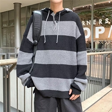 慵懒风毛衣男秋冬新款粗线麻花加厚圆领菱格套头宽松毛线针织衫，男装针织衫/毛衣，星座716-4
