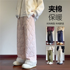 抖音品质冬季新款加厚保暖棉裤葫芦格宽松长裤B315-K877-p65控88，男装休闲裤，电商B315