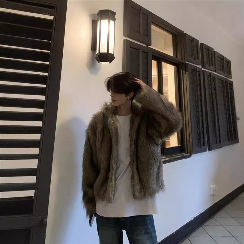 WT159-P138时髦帅气保暖短款皮草男士高级感小众毛绒外套潮流,男装棉衣,星座1501-3