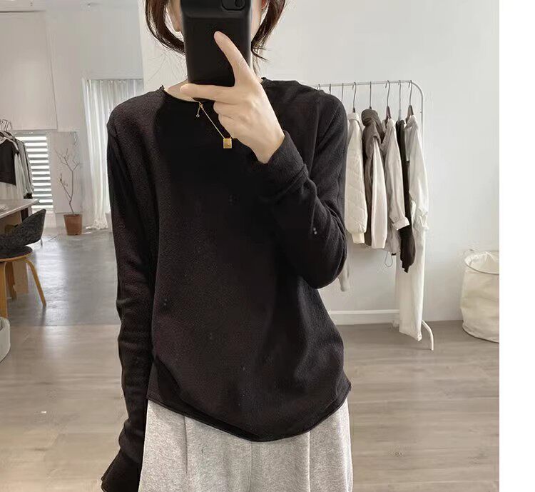 时尚百搭纯色圆领长袖针织衫舒适柔软修身显瘦毛衣，女装针织衫/毛衣，鑫之绒
