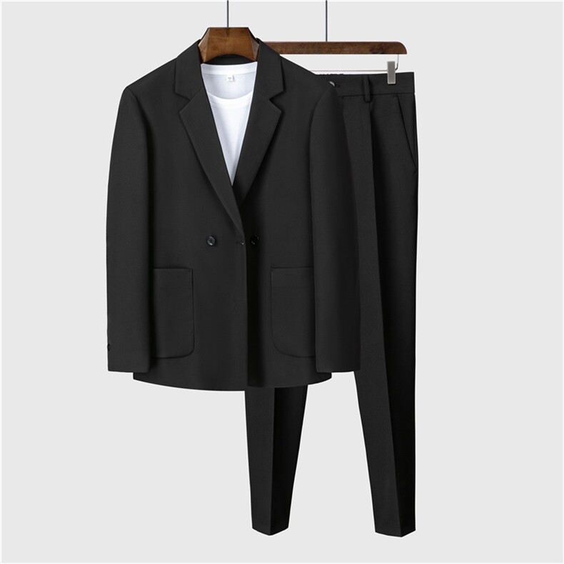 白色痞帅休闲男潮流宽松轻熟风西服套装男士网红外套秋冬季薄款，男装西服套装，星座505-2（原电商A260-1)