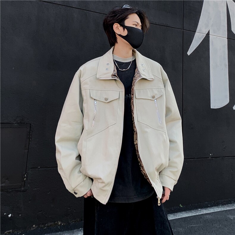 座山莽加绒加厚外套男冬季设计感工装棉衣飞行员夹克棉服男潮p128,男装棉衣,电商C307