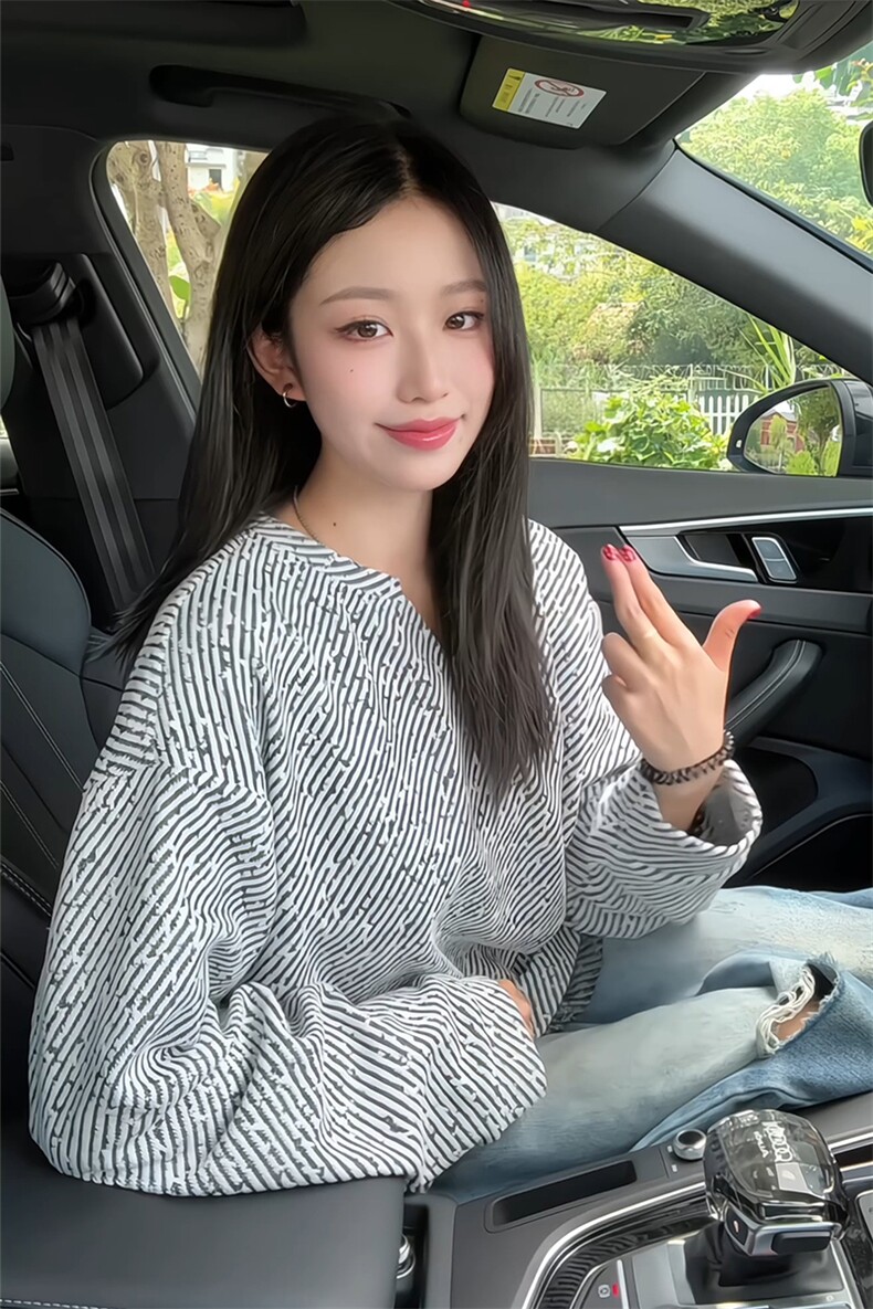 V领斜纹银丝雪尼尔高克重320g美式宽松长袖T恤男T24545-特P25控48,男装T恤,电商A001