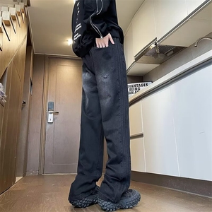 秋季牛仔裤男高级感美式复古裤子潮牌高个子水洗显瘦直筒裤图片