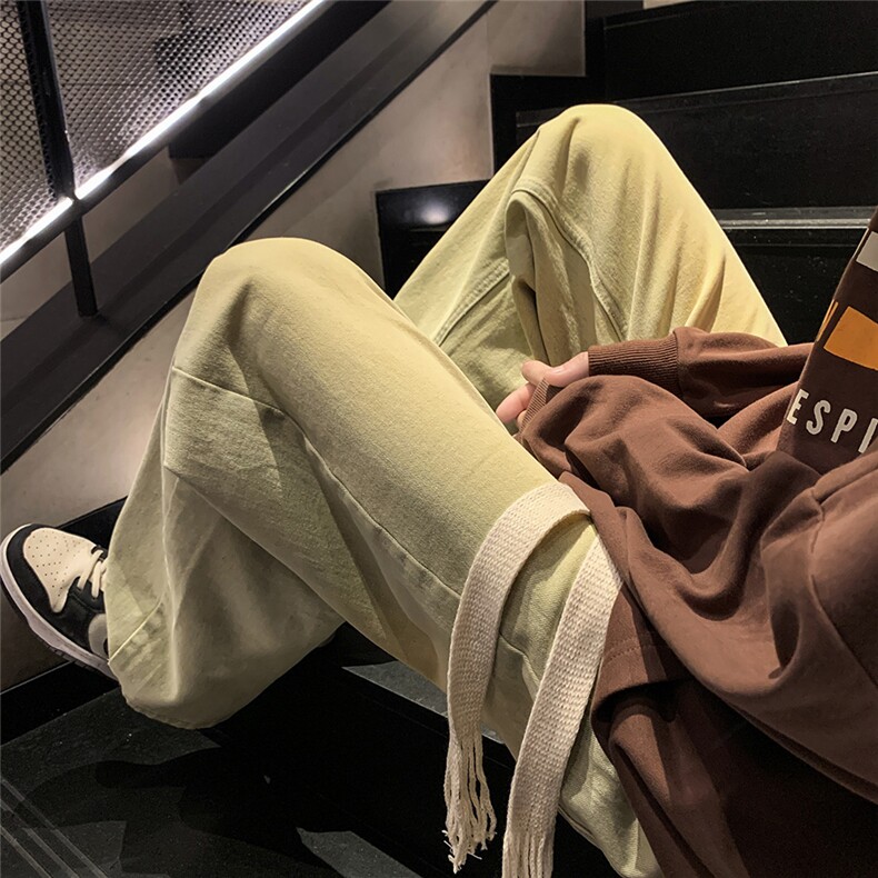秋冬拖地牛仔裤子男士宽松直筒阔腿裤水洗牛仔裤长裤男N17-P45图片
