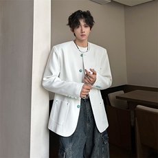 秋季新款设计师款绿松石纽扣小香风夹克外套A210A-JK03-P115，男装夹克，电商A210A