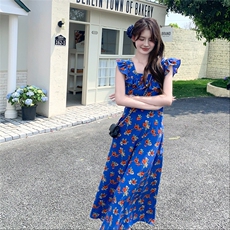 现货主推~2025新款碎花气质连衣裙度假长裙2C219--6005-P115-K168，女装连衣裙，2B237