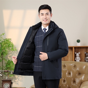 跑量  大货 秋冬鹅绒中老年连帽羽绒服保暖纯色加厚318-p280图片