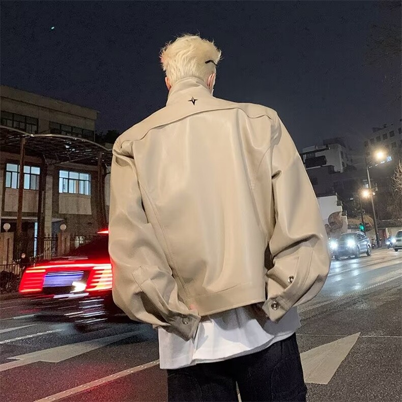 秋季新款宽松皮衣夹克男休闲百搭潮流痞帅外套JK8805-P85128,男装皮衣,星座1209-2