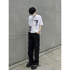 B221美式ins街头hiphop宽松休闲多口袋工装裤子LK23120-P65控88，男装休闲裤，电商B221