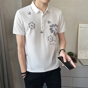 男装Polo衫翻领短袖印花透气2025新款短袖t恤C317-1855-P55图片