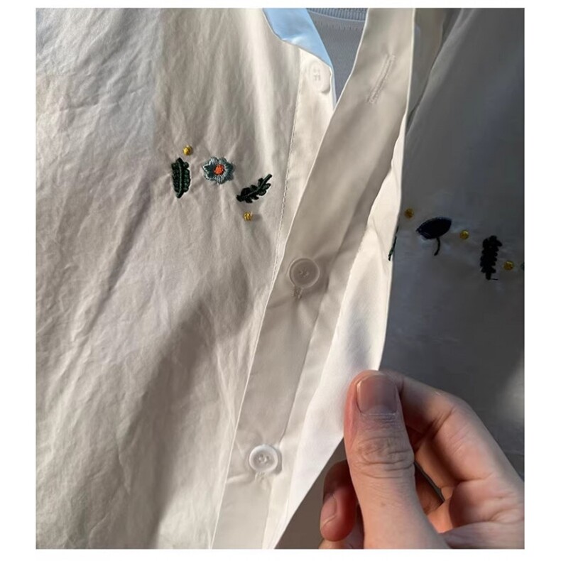 新款洋气衬衫全棉刺绣长袖设计感白色衬衣百搭上衣网图,男装衬衫,星座410-6（原星座1304-1）