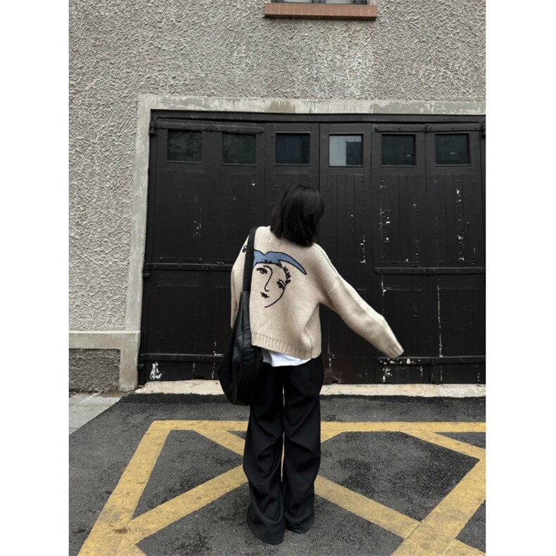 针织衫男女韩版潮流宽松白色和平鸽2025秋冬ins毛衣MZ862-P59,男装针织衫/毛衣,星座412-1