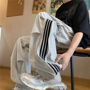 抖音品质夏季新款潮流拉链条纹宽松伞兵裤B315-K24225-特p40控78