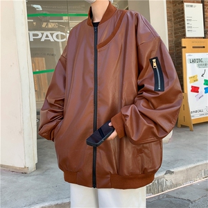 欧美街头潮流宽松机车服皮衣男潮痞帅气PU皮夹克外套JK0664-P70图片