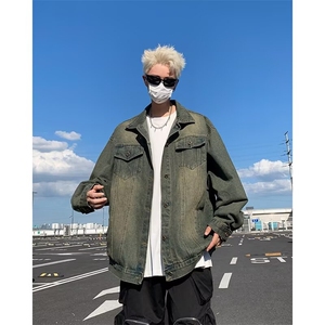 美式复古水洗牛仔外套男春秋潮牌古着高级感休闲工装夹克8846/P60图片