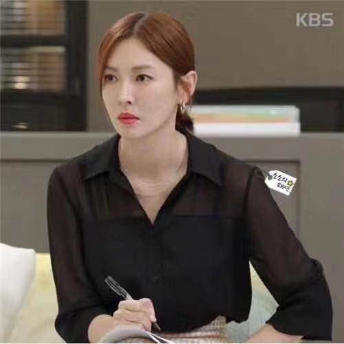 2021秋季欧货百搭时尚微透单排扣衬衫，女装衬衫，L·H·X