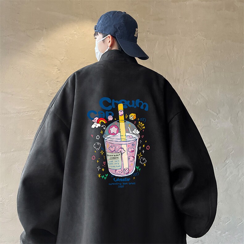 麂皮绒夹克男大码立领褂子外套JK85332-P68加绒款-P78,男装夹克,电商A040
