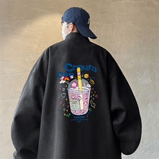 麂皮绒夹克男大码立领褂子外套JK85332-P68加绒款-P78，男装夹克，电商A040
