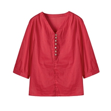 2026年夏季文艺风女短袖宽松亲肤透气，女装衬衫，江南依恋