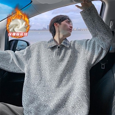 现货保暖银狐绒雪尼尔500g重磅针织粗花上衣T5075J加绒-特P40控78，男装T恤，电商A001-1