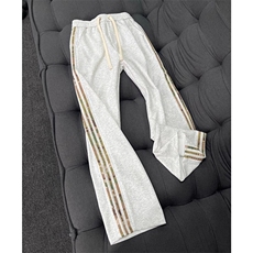 迷彩条纹裤子男美式重磅三条杠卫裤直筒阔腿休闲运动裤LM560-P40，男装休闲裤，星座1008