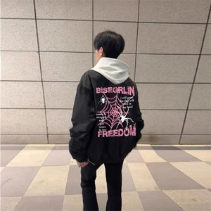 1506-1/JFF8411/P41美式潮牌百搭蜘蛛印花夹克飞行员男款潮牌图片