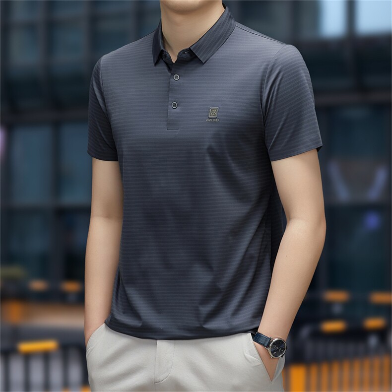 衬衫领半袖t恤男有带领2023夏季新款体恤男士商务休闲翻领polo衫，男装Polo衫，电商B212（原钱塘6029）