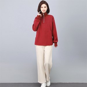三年不下架2024年新款冬季时尚加绒加厚卫衣休闲两件套女大脚裤女图片