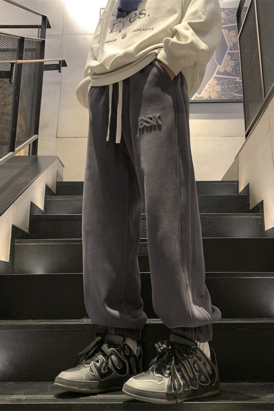 冬季新款钢印休闲加绒卫裤大码M~5XLXZ604-KP98-P65控78,男装休闲裤,星座604