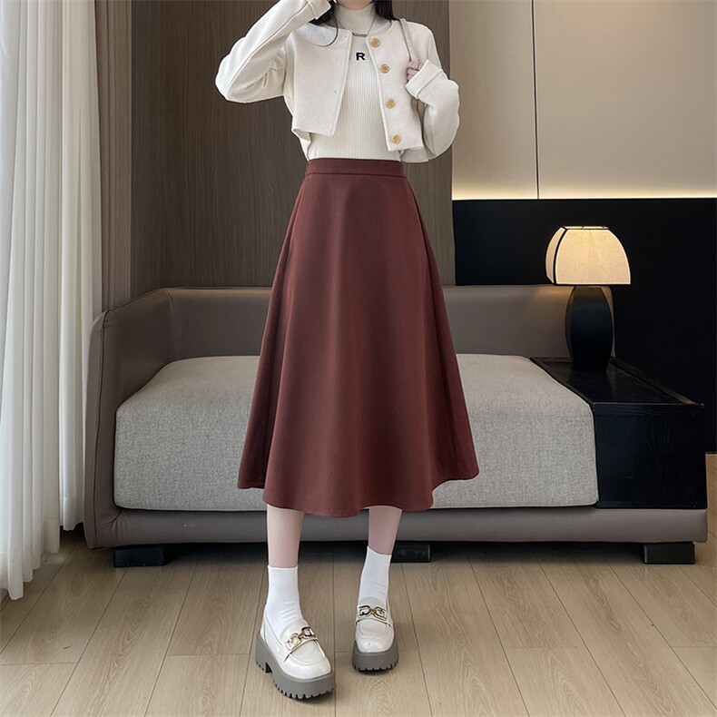 a字半身裙女秋季2025新款气质百褶裙高腰长裙显瘦垂感裙子,女装半身裙,云美莎专业女裤-全店现货