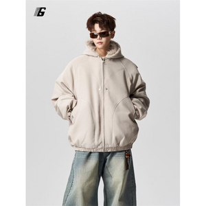 1506-1/QG11050/P85美式复古座山雕毛领外套保暖毛领连帽夹克棉服图片